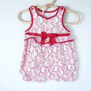 Janie and Jack Bubble Romper Baby 0-3M White Red Star Print 4th of July Bow